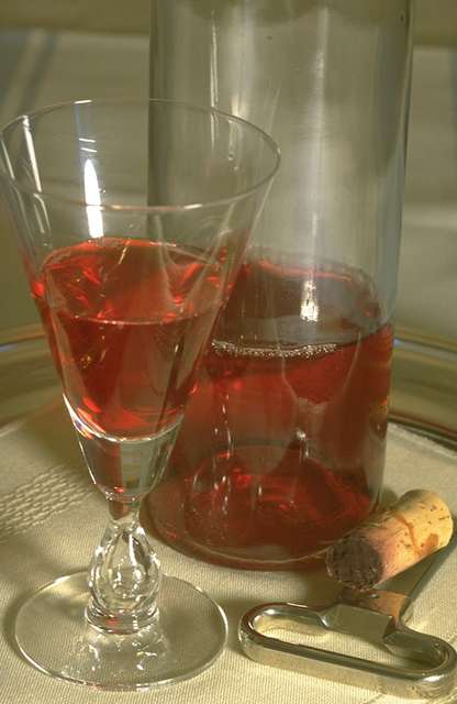 Copa y botella de vino